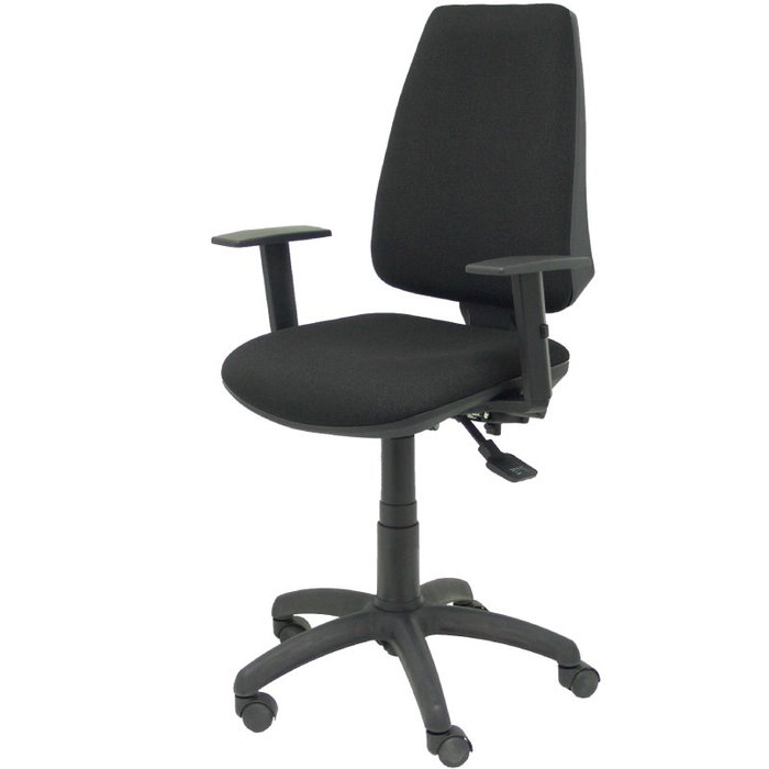 PIQUERAS Y CRESPO Silla Elche con Mecanismo Asíncrono y Brazos Regulables, Tejido Bali Negro